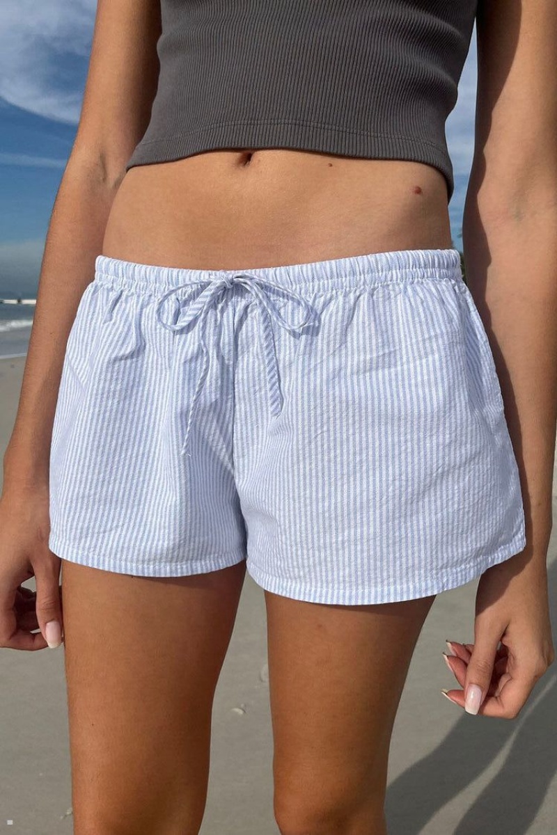 Short Jogging Brandy Melville Mary Lou Rayé Bleu Clair | EPK-85563557